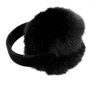 Surell Black Rabbit Fur Earmuffs with Velvet Band NEW WITH TAGS